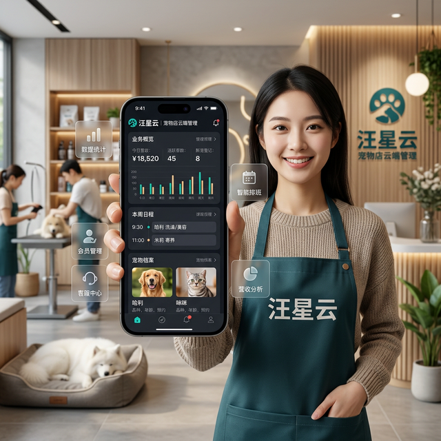 宠物门店员工使用移动经营管理系统